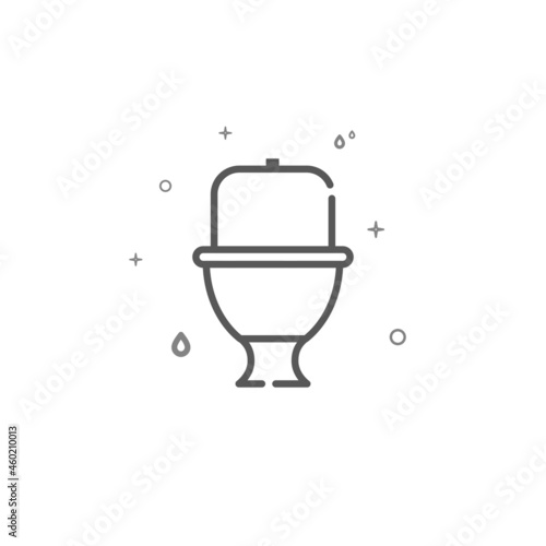 Toilet bowl with a tank simple vector line icon. Plumbing pictogram, sign isolated on white background. Editable stroke