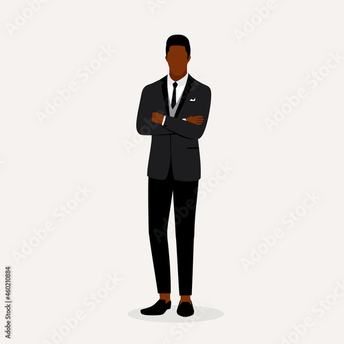 Portrait Of Black Stylish Businessman With Arms Crossed.