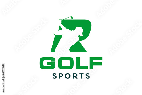 Alphabet letter icon logo R for Golf logo design vector template, Vector label of golf, Logo of golf championship, illustration, Creative icon, design concept