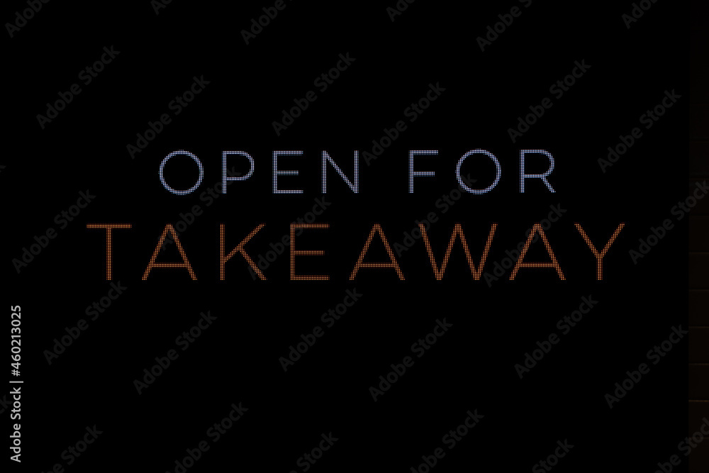 Open for Takeaway sign on black