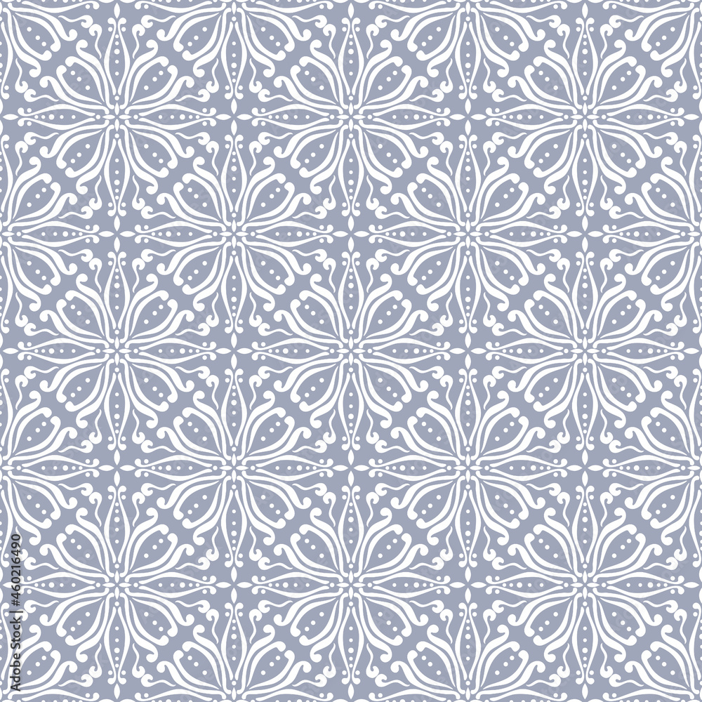 Folk monochrome gray ornament. Seamless vector pattern