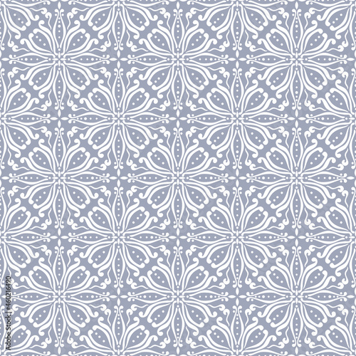 Folk monochrome gray ornament. Seamless vector pattern