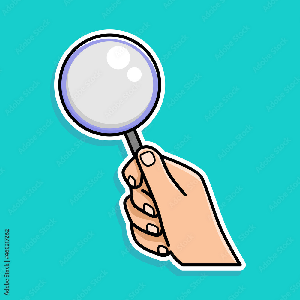hand holding magnifying glass cartoon design hand holding magnifying glass cartoon design