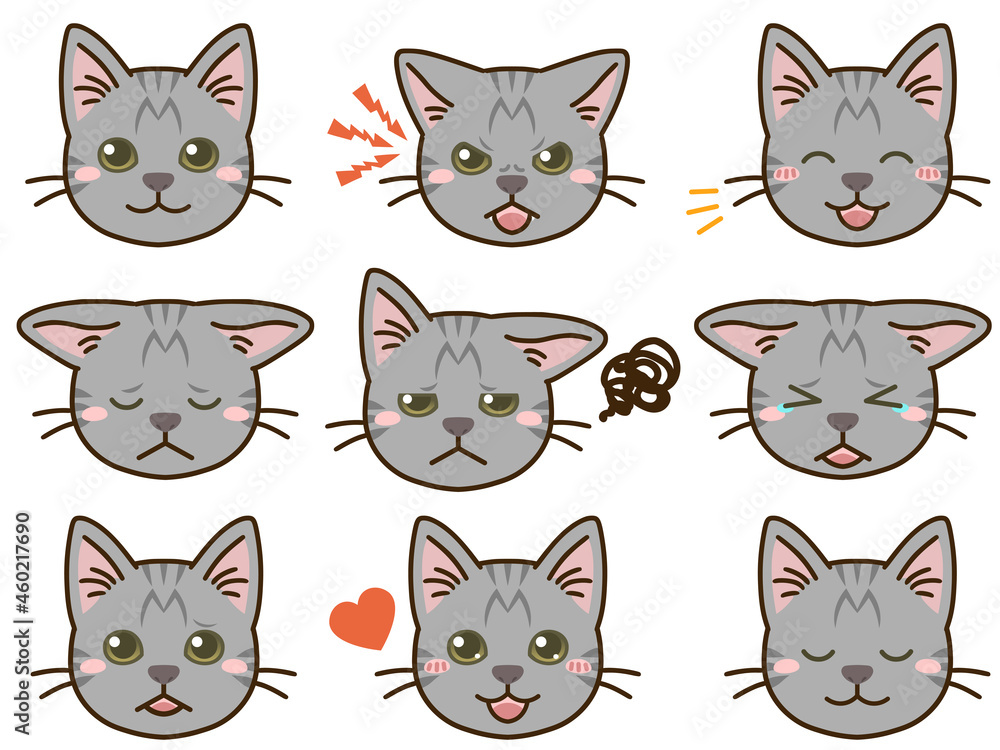 猫(サバトラ)の表情顔アイコン 猫(サバトラ)の表情顔アイコン