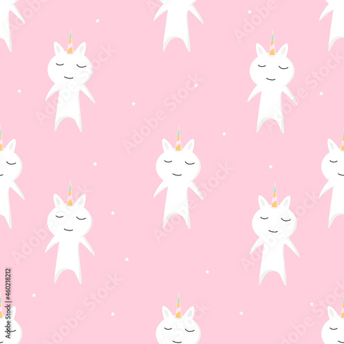 Unicorn cute seamless pattern.Background pink.vector illustration.
