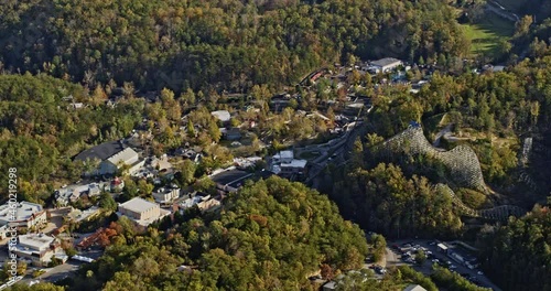 Pigeon Forge Tennessee Aerial v15 drone hovering above across famous dollywood tourist attraction at knoxville smoky mountains metroplex - Shot with Inspire 2, X7 camera - November 2020 photo