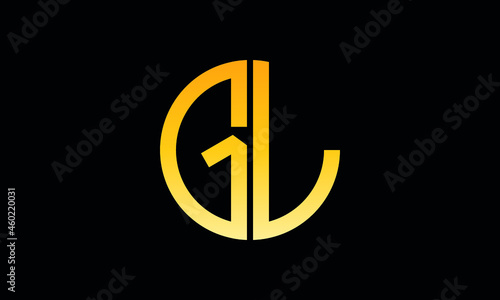 Alphabet gl OR lg monogram abstract emblem vector logo template