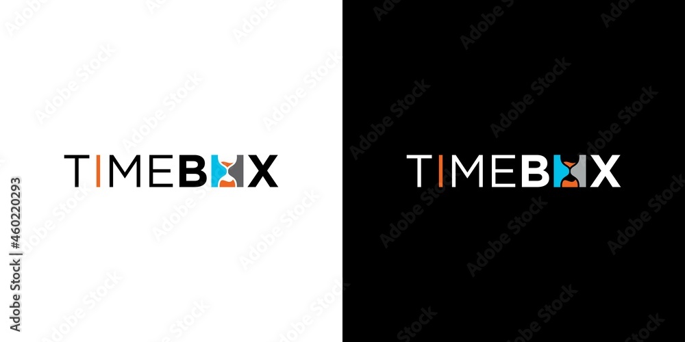 Modern and unique time box logo design - obrazy, fototapety, plakaty 