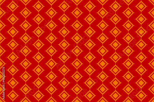 Abstract geometric ethnic patterns. RedYellow vector. Traditional Thai style. Design for background, wallpaper, fabric, textile.
