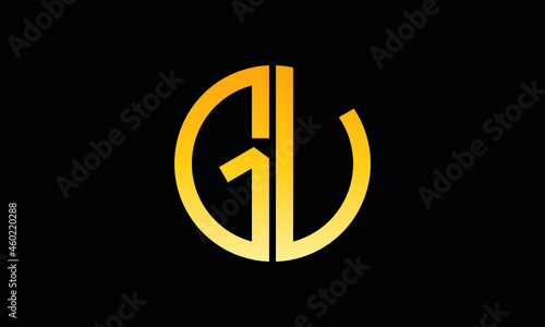 Alphabet gu OR ug monogram abstract emblem vector logo template