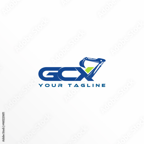 Combination letter or word GCX font with hand Excavator Heavy equipment image graphic icon logo design abstract concept vector stock. Can be used as a symbol related to construction or initial.