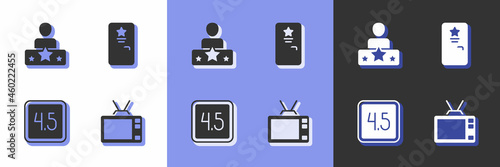 Set Retro tv, Actor star, Rating movie and Backstage icon. Vector