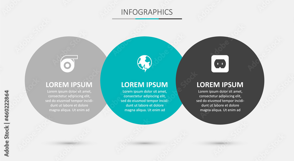 Set Global planet with thunderbolt, Roll adhesive tape and Electrical outlet. Business infographic template. Vector