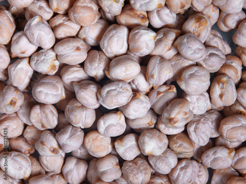Pile chickpeas close-up background. Uncooked. dry