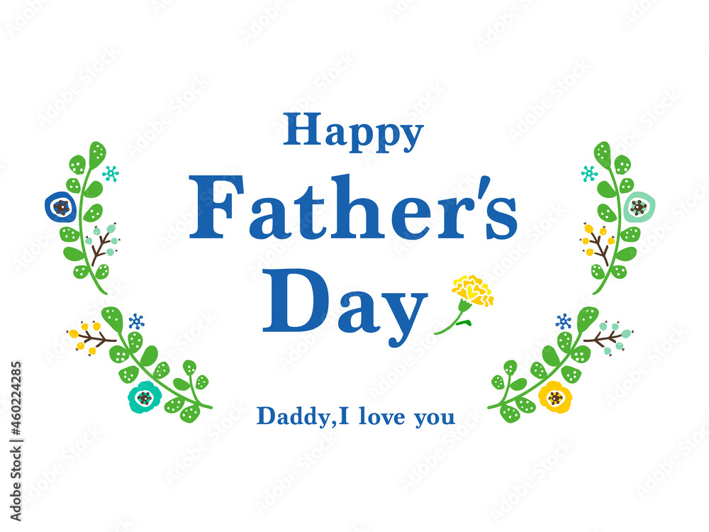 かわいい父の日のFather'sDay( Blue)6月/手書きイラスト素材 かわいい父の日のFather'sDay( Blue)6月/手書きイラスト素材
