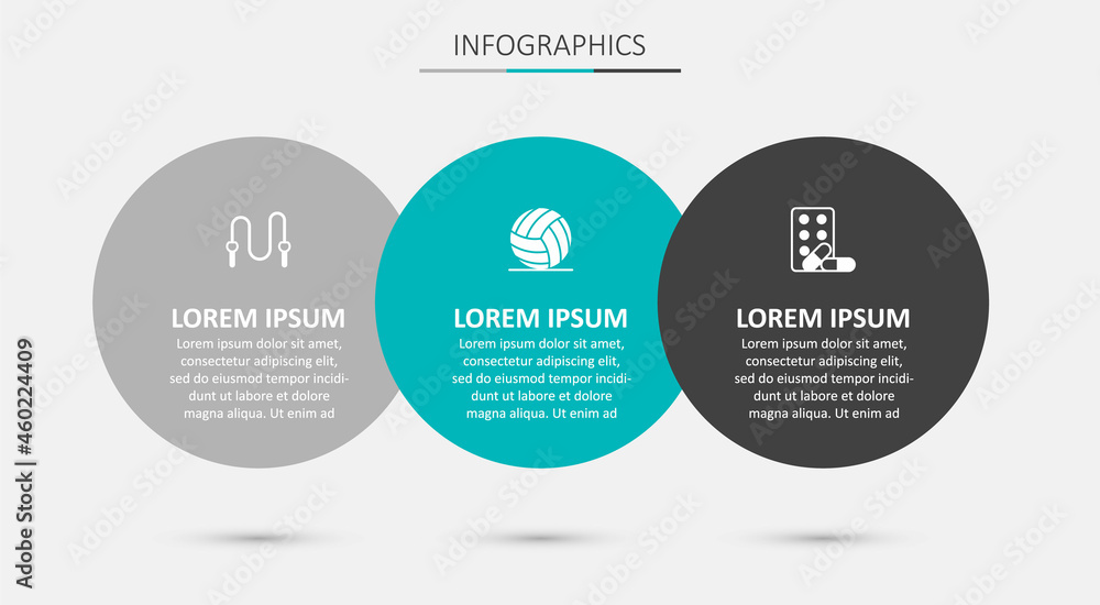 Set Volleyball ball, Jump rope and Sports doping with dumbbell. Business infographic template. Vector Set Volleyball ball, Jump rope and Sports doping with dumbbell. Business infographic template. Vector