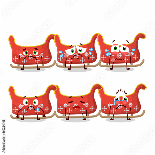 Reindeer sleigh cartoon character with sad expression