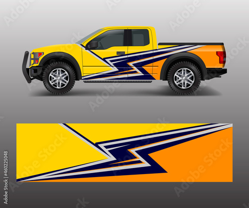 Racing graphic background vector for Truck, Pickup and vehicle branding. vinyl and wrap design vector © Saiful