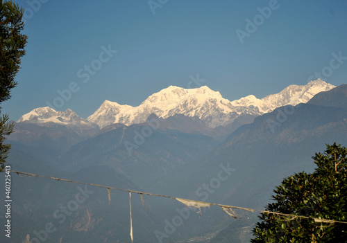 A panoramic view of Mt. Kanchanjunga 8586 m, as seen from Pelling looks mesmerizing in West Sikkim. This is the third highest mountain in the world located between India and Nepal. . .