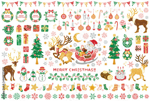 クリスマス　サンタクロース　イラスト素材セット