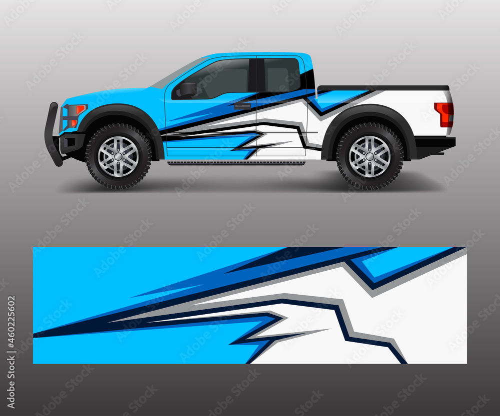 Fototapeta premium offroad vehicle wrap design vector. Pickup truck decal wrap design vector.