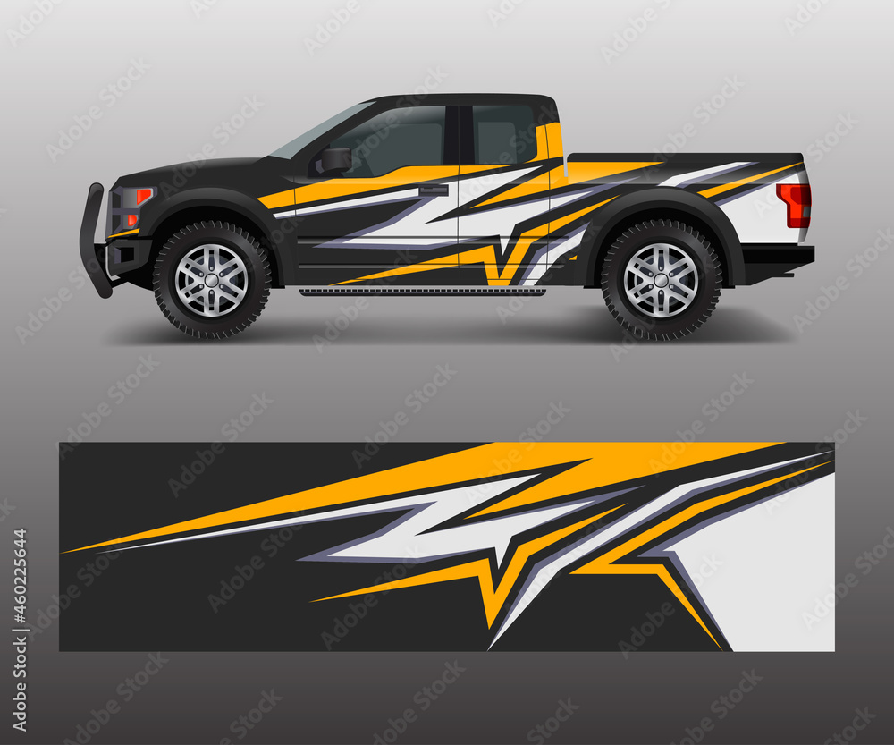 abstract Racing graphic background vector for offroad vehicle wrap design vector