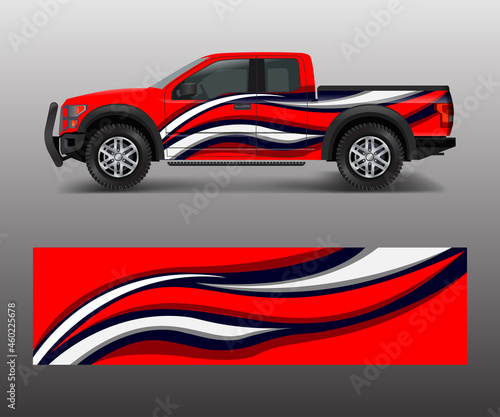 pickup truck graphic vector. abstract shape with grunge design for vehicle vinyl wrap