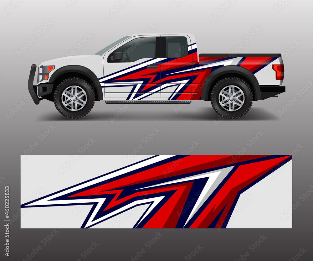 pickup truck graphic vector. abstract shape with grunge design for vehicle vinyl wrap