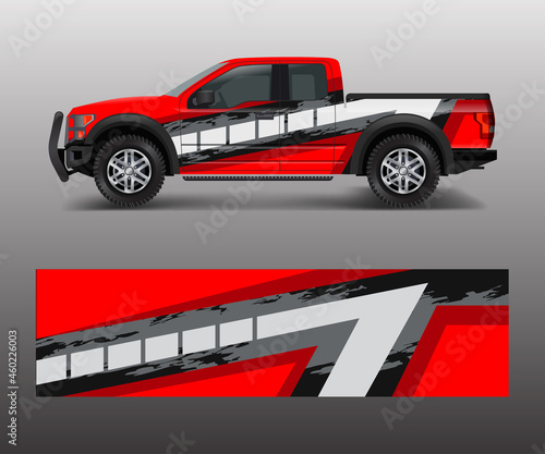 truck and cargo van wrap vector, Car decal wrap design. Graphic abstract stripe designs for vehicle, race, offroad, adventure and livery car