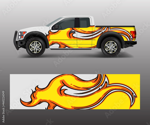 offroad vehicle wrap design vector. Pickup truck decal wrap design vector.