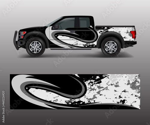 pickup truck graphic vector. abstract shape with grunge design for vehicle vinyl wrap