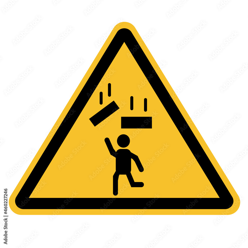 Warning falling objects icon on white background. falling objects ...