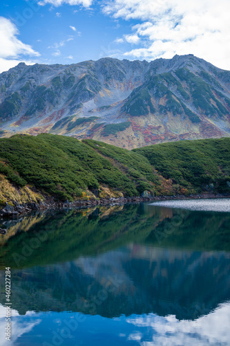                                                                                Scenery of climbing Tateyama Mountain in Tateyama Town  Toyama Prefecture  Japan during the season of autumn leaves. 