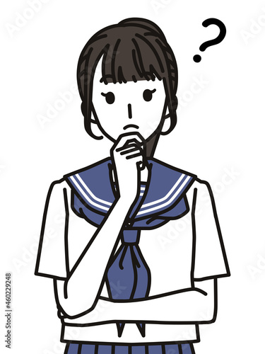セーラー服を着た考える女子中学生・高校生