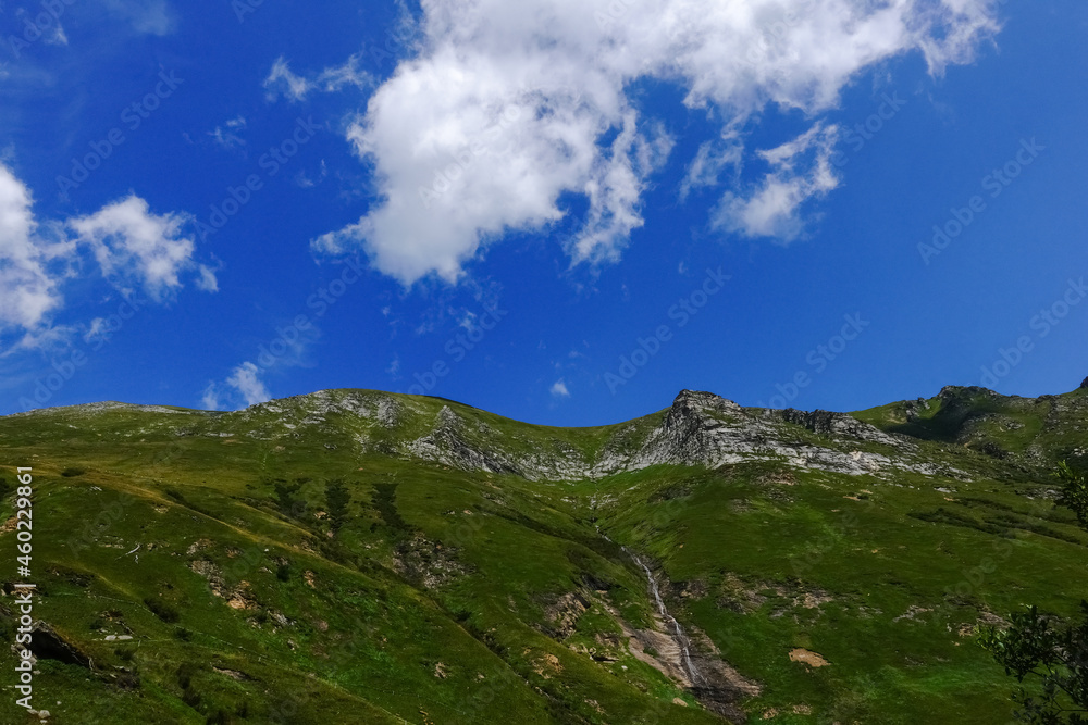 gorgeous blue sky while hiking in green nature mountain landscape gorgeous blue sky while hiking in green nature mountain landscape