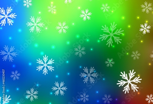 Dark Multicolor vector texture with colored snowflakes, stars.