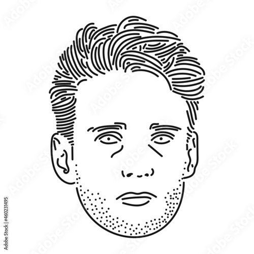 black line design of a person's face