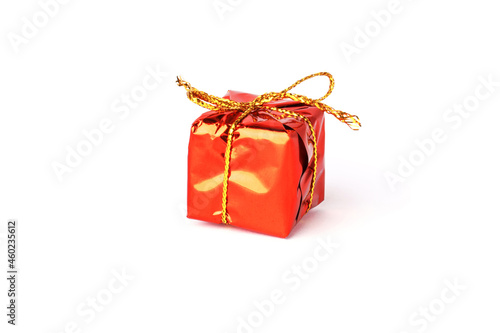 christmas gift isolated on white background. red box
