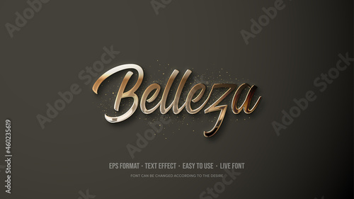 Text style effect with metallic effect on the text. photo