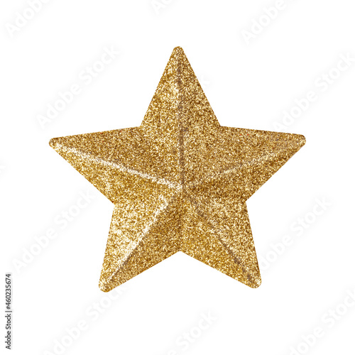 Gold Christmas star isolated over a white background