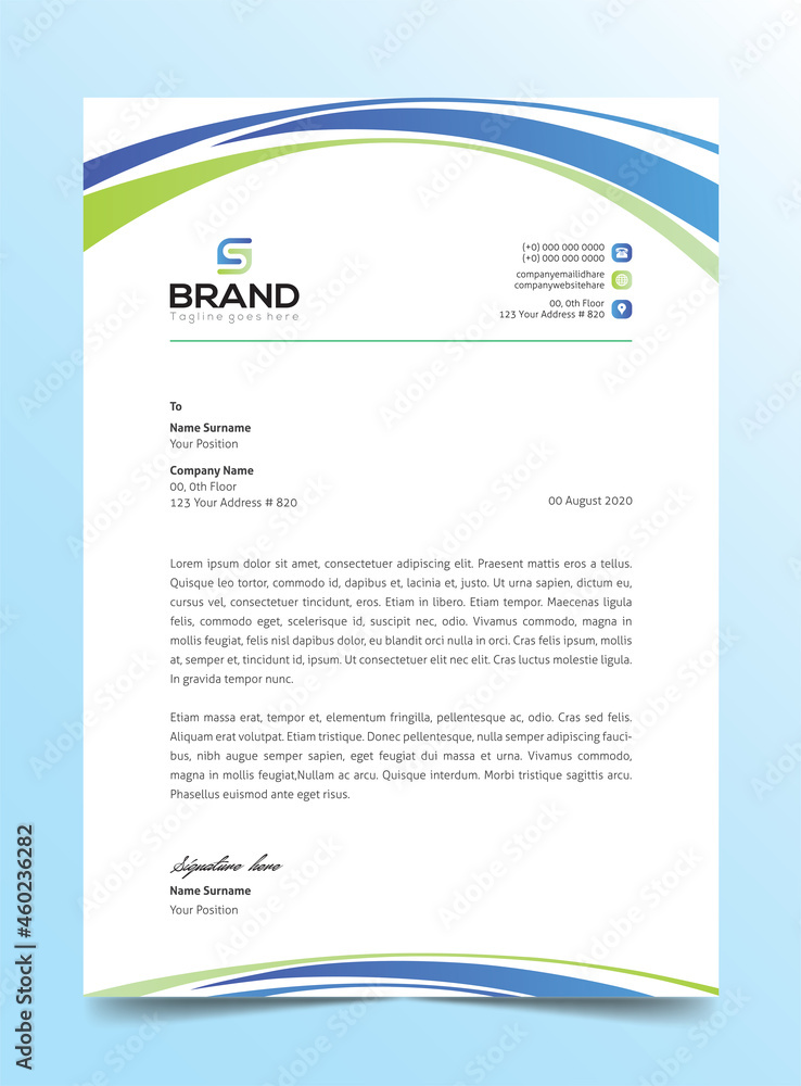 Cyan letterhead, cyan wave letterhead template, vector clean green letterhead creative green wave letterhead template Cyan letterhead, cyan wave letterhead template, vector clean green letterhead creative green wave letterhead template