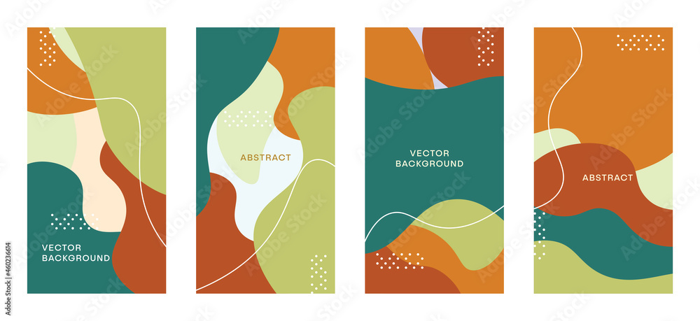 Vector Set of Abstract Shapes Baroque Color Background Vertical Stories Social Media Flyer