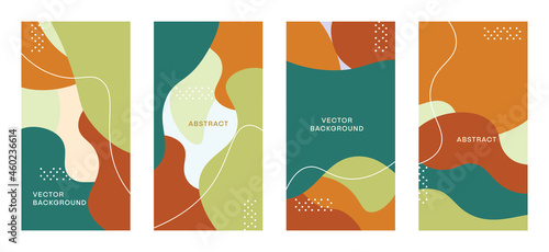 Vector Set of Abstract Shapes Baroque Color Background Vertical Stories Social Media Flyer