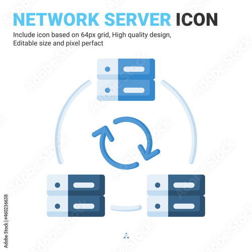 Network server icon vector with flat color style isolated on white background. Vector illustration networking sign symbol icon concept for digital IT, logo, industry, technology, apps, web and project