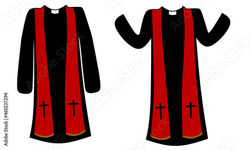 The clothes worn by pastors when preaching. Christian priest clothes