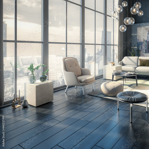Furnishing Inside a Modern Style Panorama Apartment (detail) - 3D Visualization