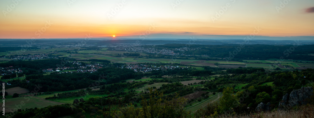 View from Walberla mountain top at sunset