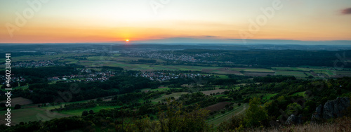 View from Walberla mountain top at sunset