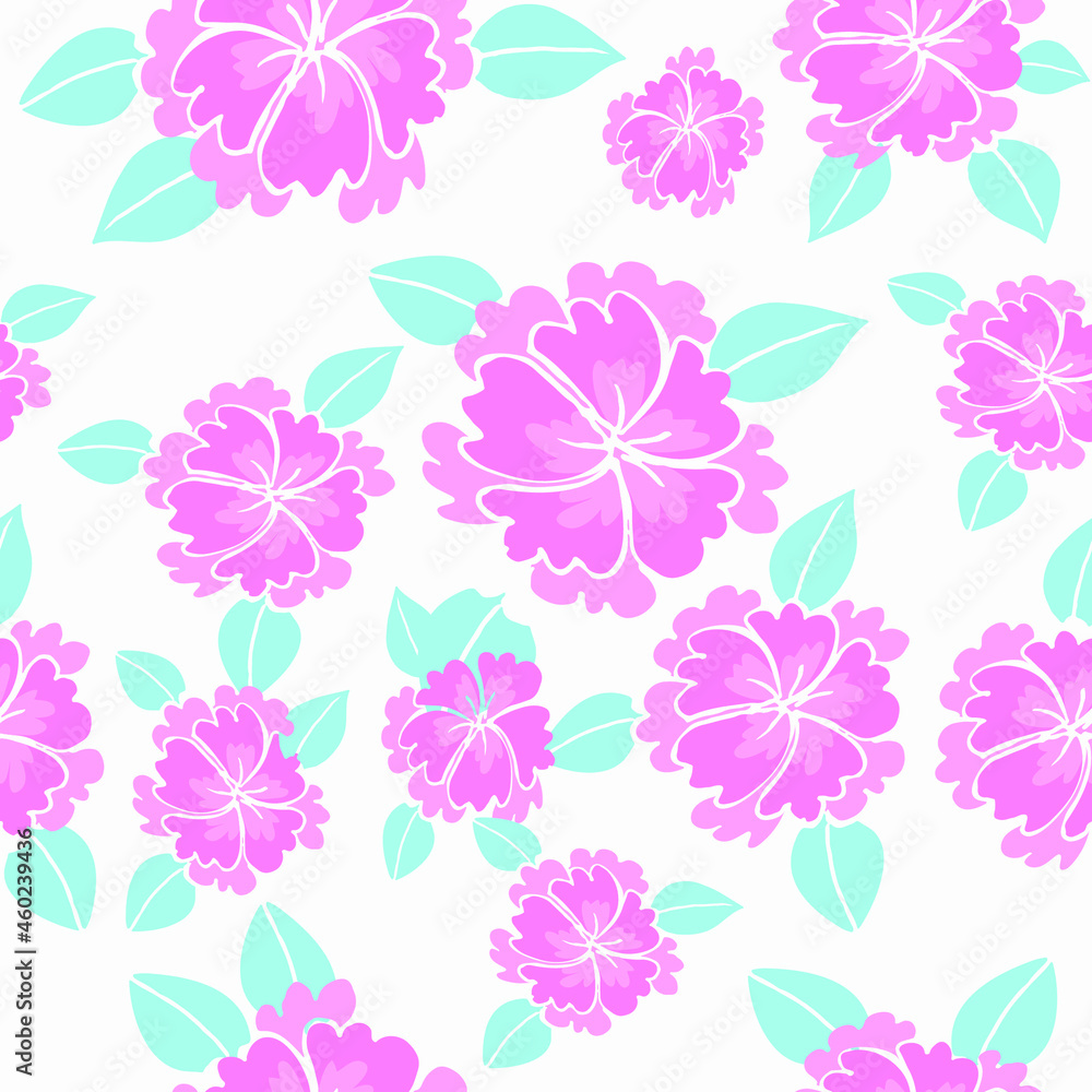 seamless vector flowers pink pattern background
