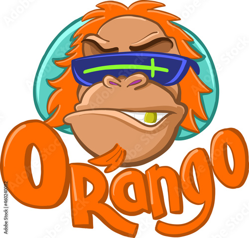 head of an orangutan with futuristic glasses